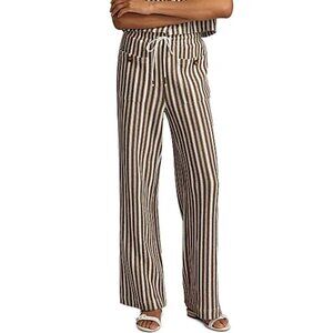 Veronica Beard Zosia Striped Drawstring Pants Color White Brown size M